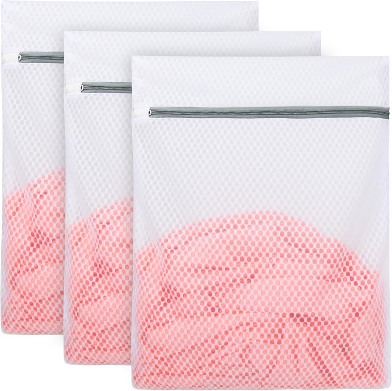 Vivifying 3Pcs Mesh Laundry Bags for Delicates, Honeycomb Mesh Wash Bags with Zipper for Washing Machine, Shoes, Lingerie, Socks and Stuffed Toys (Medium, 12.5 x 16Inches) - Image 1